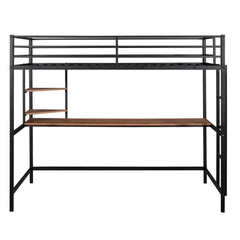 Bellemave® Metal Loft Bed with Desk and Shelve - Bellemave