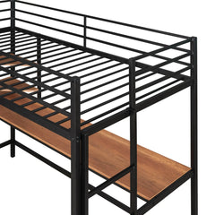 Bellemave® Metal Loft Bed with Desk and Shelve - Bellemave