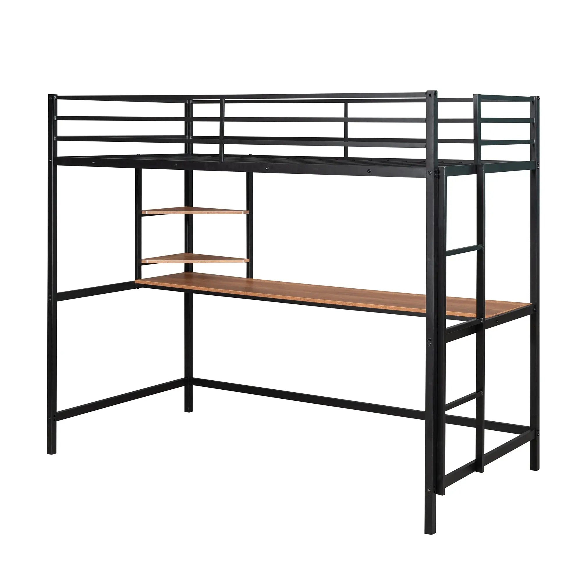Bellemave® Metal Loft Bed with Desk and Shelve - Bellemave