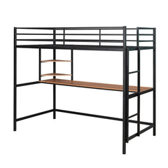 Bellemave® Metal Loft Bed with Desk and Shelve - Bellemave