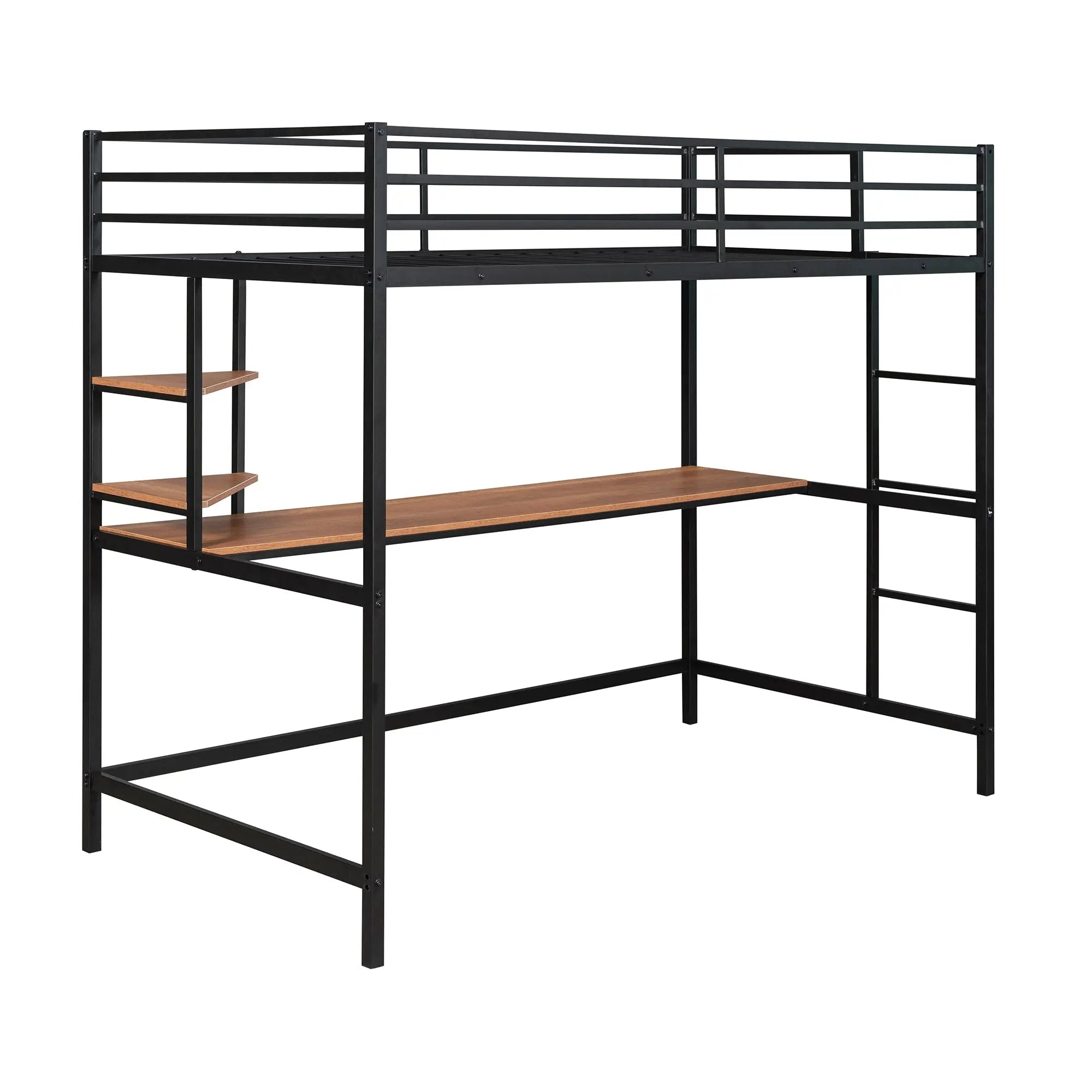 Bellemave® Metal Loft Bed with Desk and Shelve - Bellemave