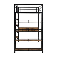 Bellemave® Metal Loft bed with Desk and Shelves - Bellemave