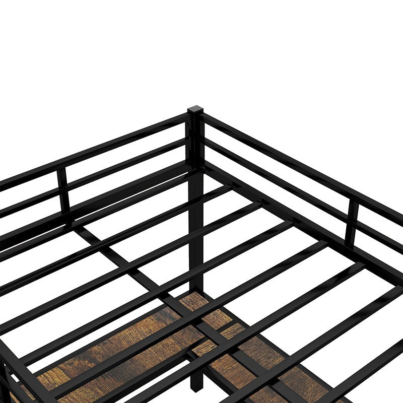 Bellemave® Metal Loft Bed with Desk and Shelves, Ladder and Guardrails - Bellemave