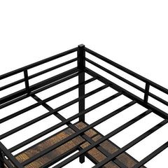 Bellemave® Metal Loft Bed with Desk and Shelves, Ladder and Guardrails - Bellemave