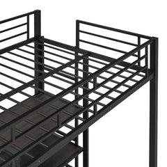 Bellemave® Metal Loft Bed with Desk and Whiteboard, 3 Shelves and Ladder - Bellemave