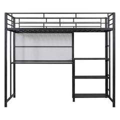 Bellemave® Metal Loft Bed with Desk and Whiteboard, 3 Shelves and Ladder - Bellemave