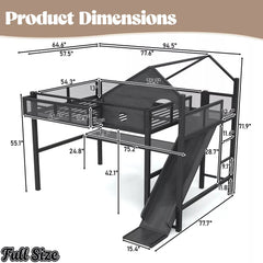 Full size metal loft bed dimensions