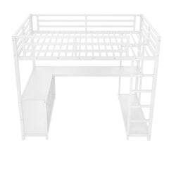 Bellemave® Metal Loft Bed with Desk, Wardrobe, Storage Cubes & Shelves, Heavy - duty Loft Bed Frame for Kids, Teens, Adults, Noise - free - Bellemave