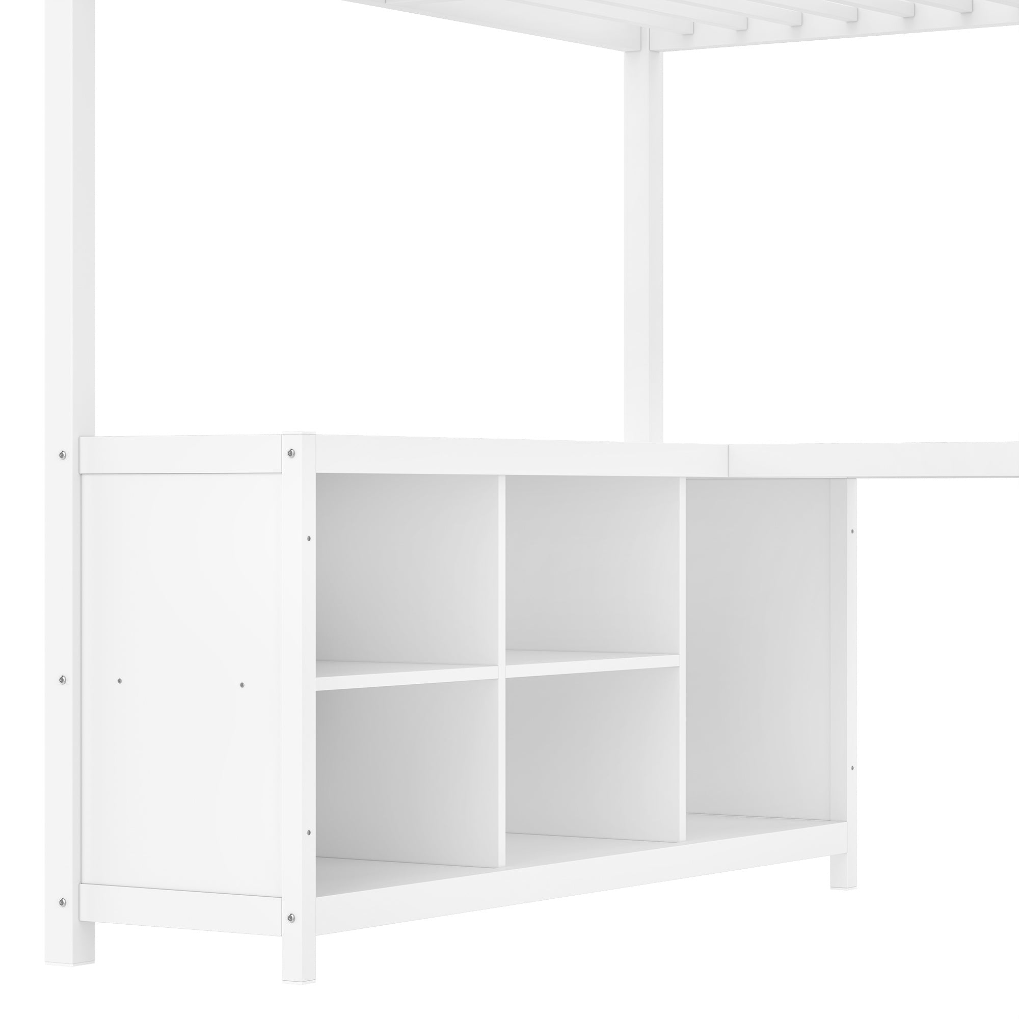 Bellemave® Metal Loft Bed with Desk, Wardrobe, Storage Cubes & Shelves, Heavy - duty Loft Bed Frame for Kids, Teens, Adults, Noise - free - Bellemave