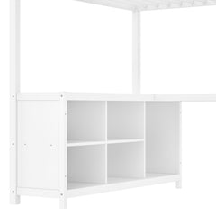 Bellemave® Metal Loft Bed with Desk, Wardrobe, Storage Cubes & Shelves, Heavy - duty Loft Bed Frame for Kids, Teens, Adults, Noise - free - Bellemave