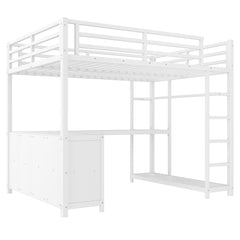 Bellemave® Metal Loft Bed with Desk, Wardrobe, Storage Cubes & Shelves, Heavy - duty Loft Bed Frame for Kids, Teens, Adults, Noise - free - Bellemave