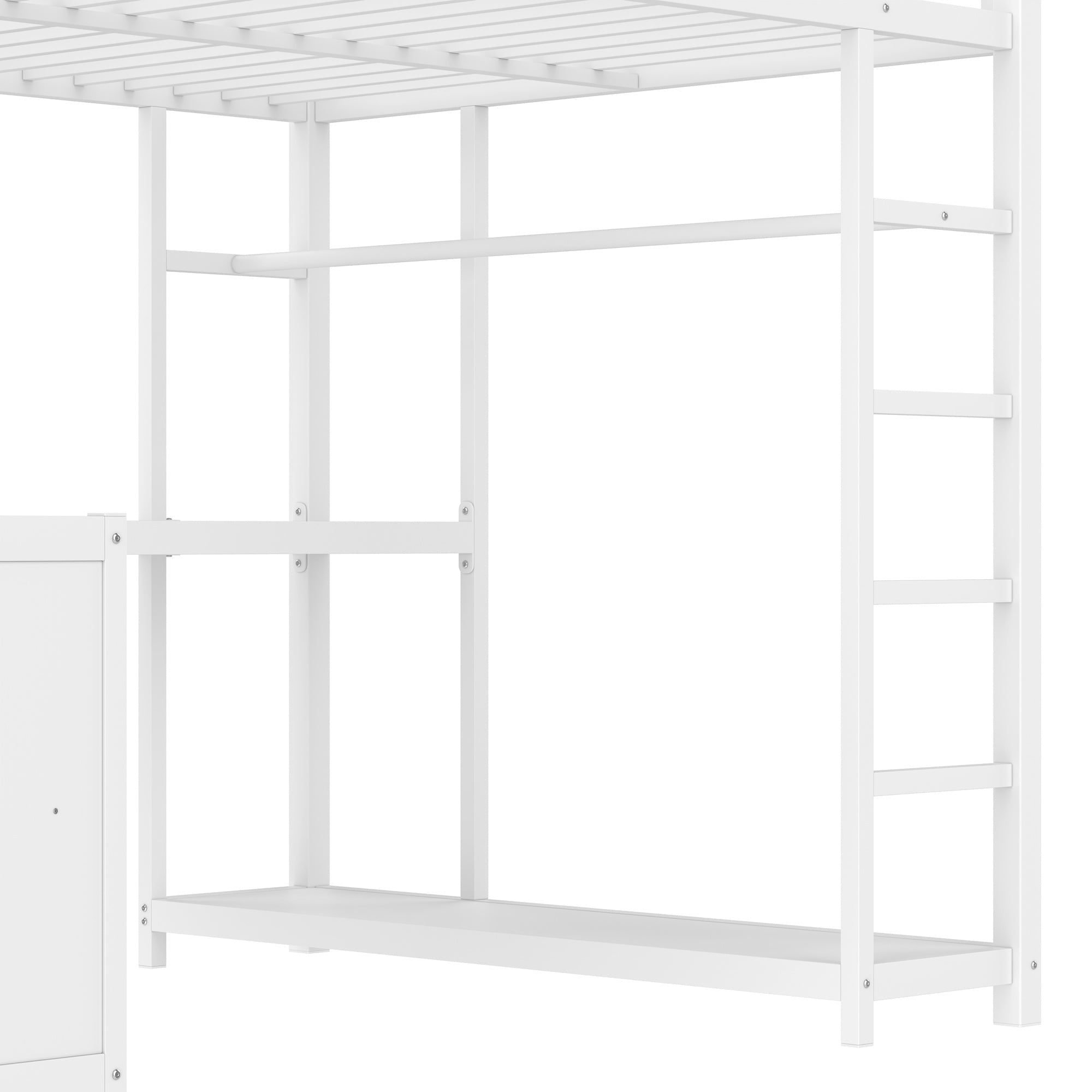 Bellemave® Metal Loft Bed with Desk, Wardrobe, Storage Cubes & Shelves, Heavy - duty Loft Bed Frame for Kids, Teens, Adults, Noise - free - Bellemave