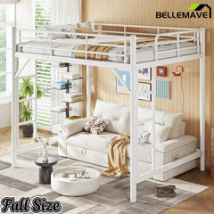 Bellemave® Metal Loft Bed with Ladder & Guardrails – Space-Saving Loft Bed Frame for Small Room, No Box Spring Needed - Bellemave