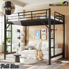 Bellemave® Metal Loft Bed with Ladder & Guardrails – Space-Saving Loft Bed Frame for Small Room, No Box Spring Needed - Bellemave
