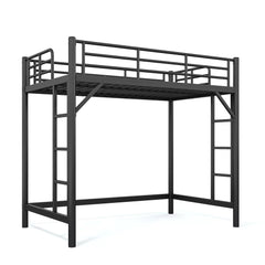 Bellemave® Metal Loft Bed with Ladder & Guardrails – Space-Saving Loft Bed Frame for Small Room, No Box Spring Needed - Bellemave