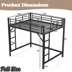 Bellemave® Metal Loft Bed with Ladder & Guardrails – Space-Saving Loft Bed Frame for Small Room, No Box Spring Needed - Bellemave