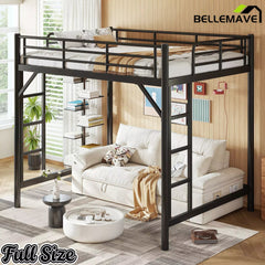 Bellemave® Metal Loft Bed with Ladder & Guardrails – Space-Saving Loft Bed Frame for Small Room, No Box Spring Needed - Bellemave