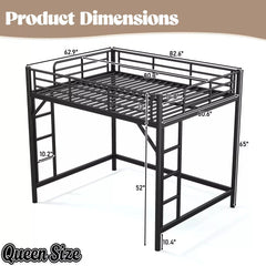 Bellemave® Metal Loft Bed with Ladder & Guardrails – Space-Saving Loft Bed Frame for Small Room, No Box Spring Needed - Bellemave