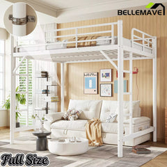 Bellemave® Metal Loft Bed with Ladder & Guardrails – Space-Saving Loft Bed Frame for Small Room, No Box Spring Needed - Bellemave