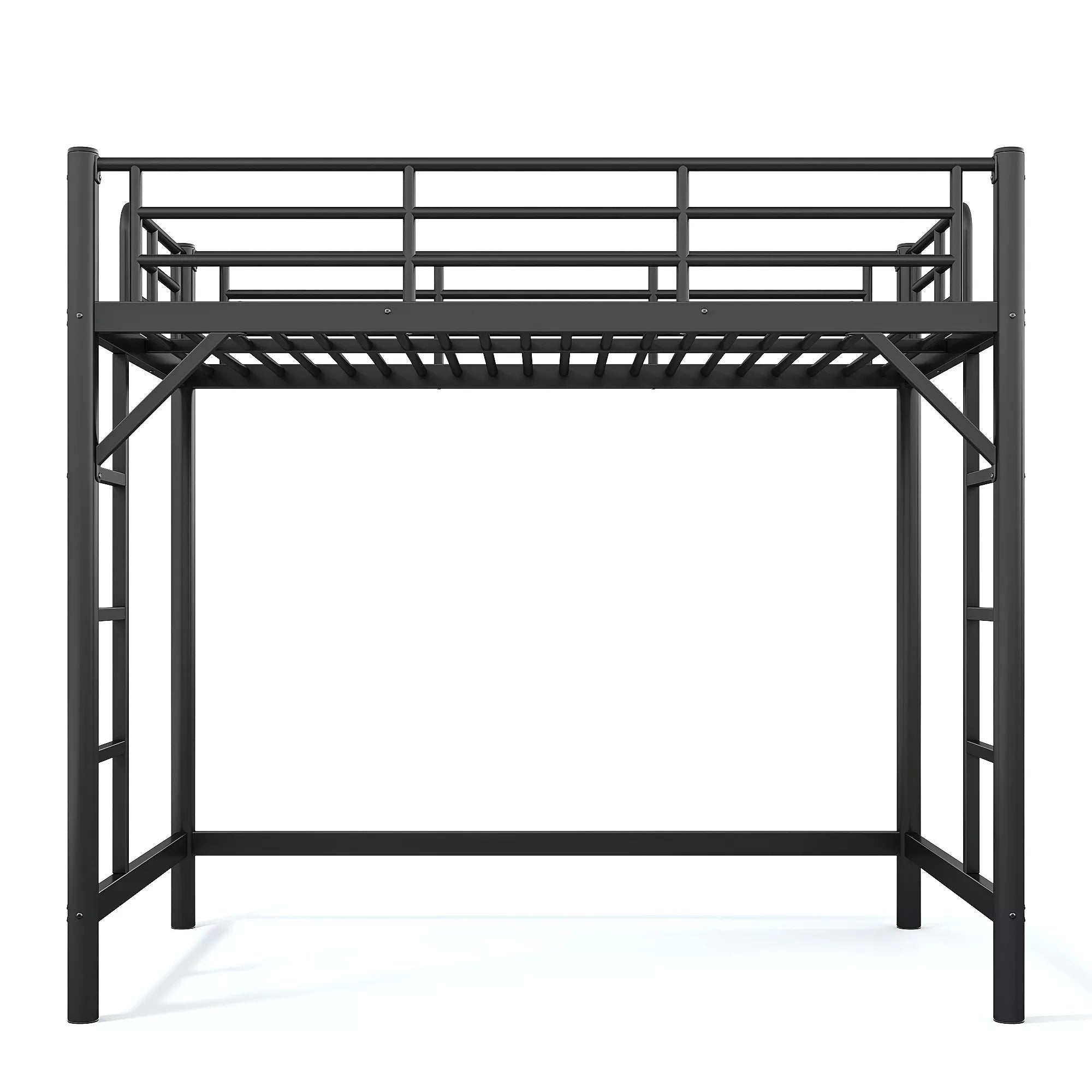 Bellemave® Metal Loft Bed with Ladder & Guardrails – Space-Saving Loft Bed Frame for Small Room, No Box Spring Needed - Bellemave