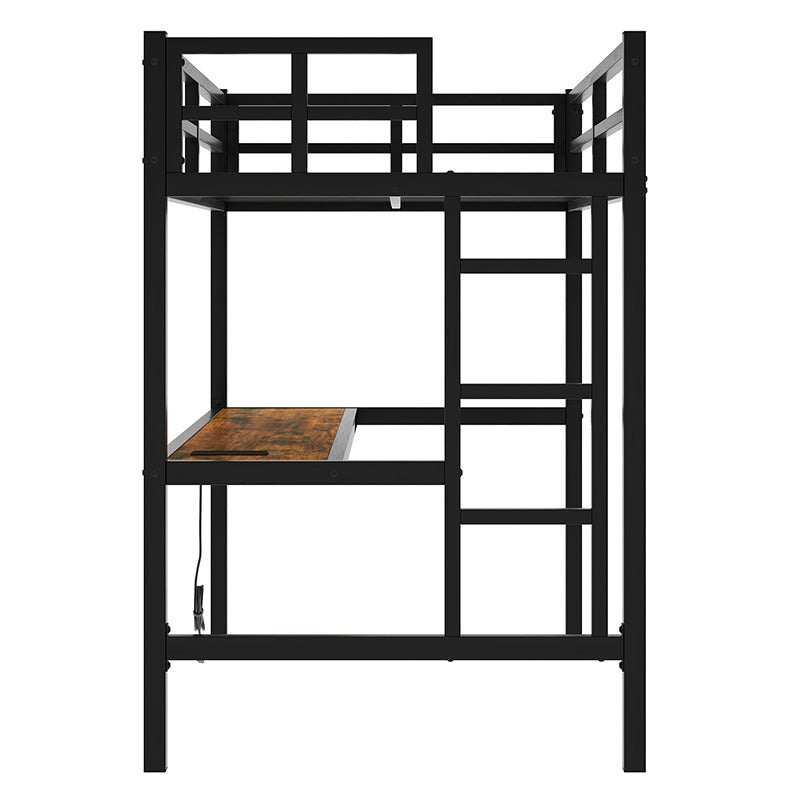 Bellemave® Metal Loft Bed with Power Outlet and LED Lighted - Bellemave