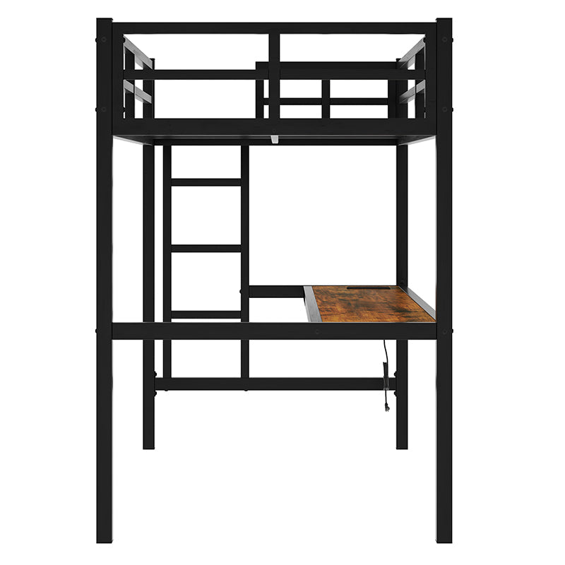 Bellemave® Metal Loft Bed with Power Outlet and LED Lighted - Bellemave