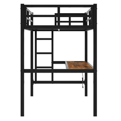 Bellemave® Metal Loft Bed with Power Outlet and LED Lighted - Bellemave
