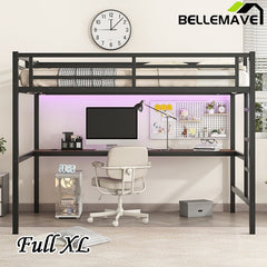 Bellemave® Metal Loft Bed with Power Outlet and LED Lighted - Bellemave