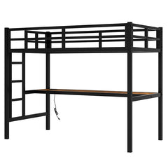 Bellemave® Metal Loft Bed with Power Outlet and LED Lighted - Bellemave