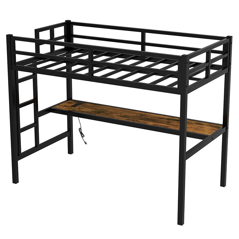 Bellemave® Metal Loft Bed with Power Outlet and LED Lighted - Bellemave