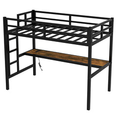 Bellemave® Metal Loft Bed with Power Outlet and LED Lighted - Bellemave