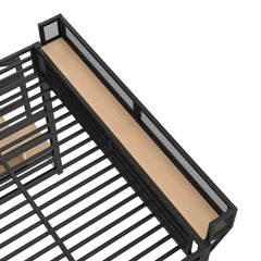 Bellemave® Metal Loft Bed with Storage Stairs, Shelves and Built - in Wardrobe, USB Ports and LED Lights - Bellemave