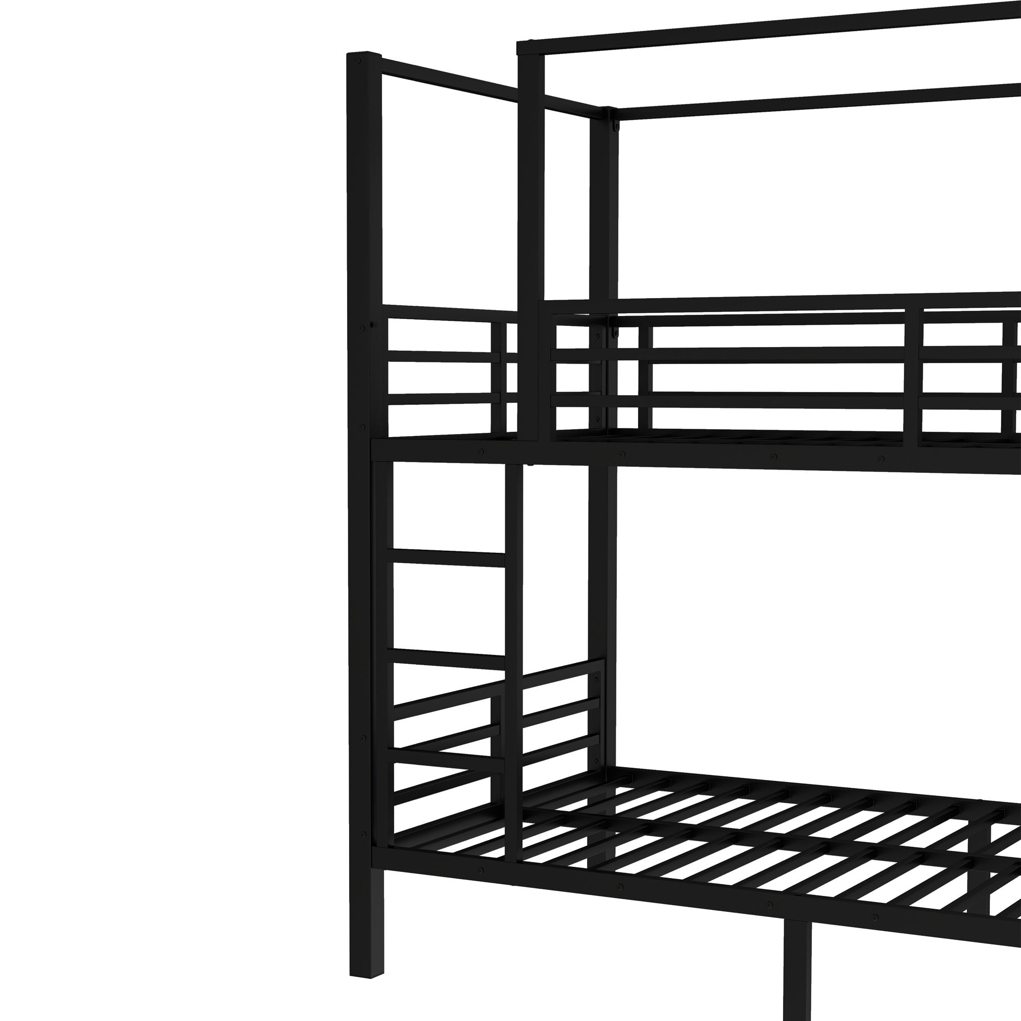 Bellemave® Metal Quad Bunk Bed with Wardrobe for 4,Full Size Quad Bunk Bed Frame with Storage Shelves for Kids Teens Adults,Black - Bellemave