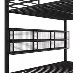 Bellemave® Metal Queen Over Queen Bunk Bed with Storage Cabinets, LED Lights & Safety Guardrails - Bellemave