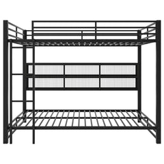Bellemave® Metal Queen Over Queen Bunk Bed with Storage Cabinets, LED Lights & Safety Guardrails - Bellemave