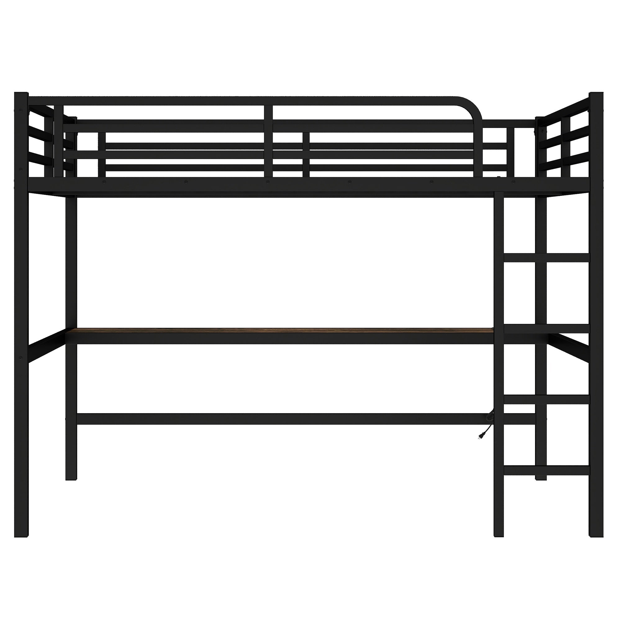 Bellemave® Metal Queen Size Loft Bed with Desk and Charging Station,Heavy Duty Loft Bed Frame Queen Size with LED Lights and USB ,Black Desk - Bellemave