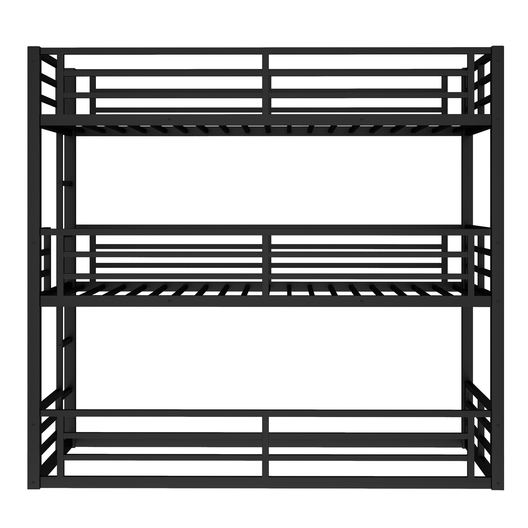 Bellemave® Metal Triple Bunk Bed with Full - Length Guardrails, Twin Over Twin Over Twin Bunk Bed for 3, Noise - Reduced & Multifunctional, Metal Black - Bellemave