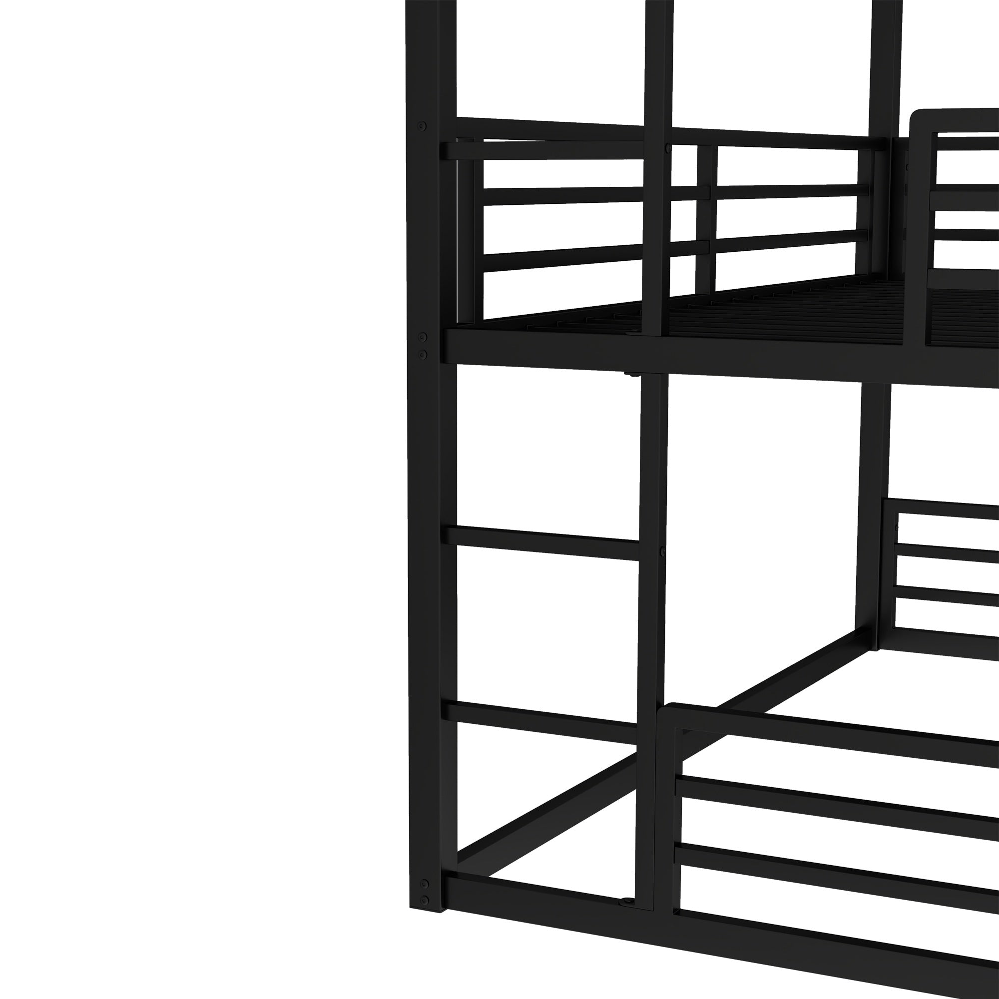 Bellemave® Metal Triple Bunk Bed with Full - Length Guardrails, Twin Over Twin Over Twin Bunk Bed for 3, Noise - Reduced & Multifunctional, Metal Black - Bellemave