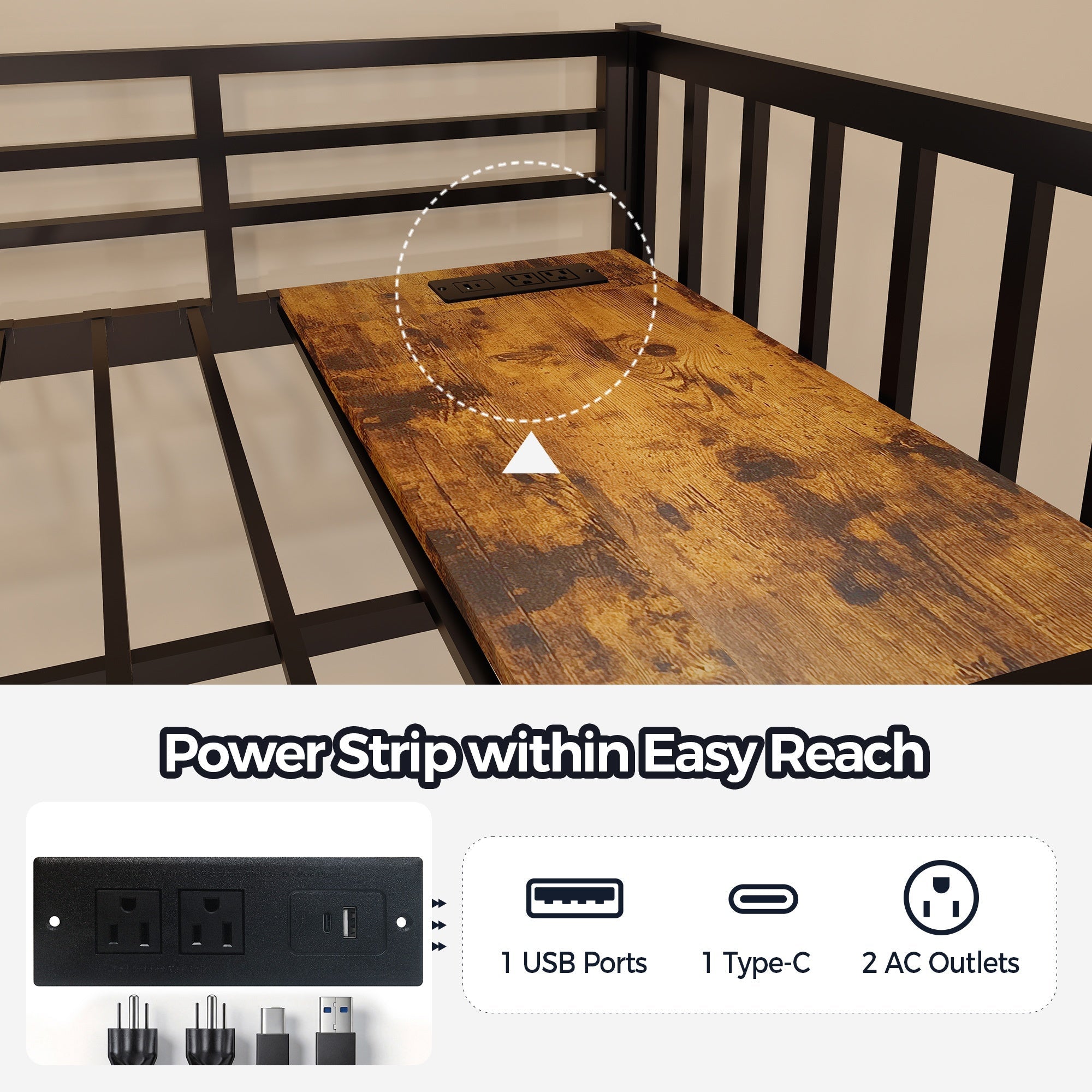 Bellemave® Metal Triple Bunk Bed with Storage Drawers & Ladder, Detachable Twin Bunk Beds with LED Lights & Charging Station, No Box Spring Needed - Bellemave