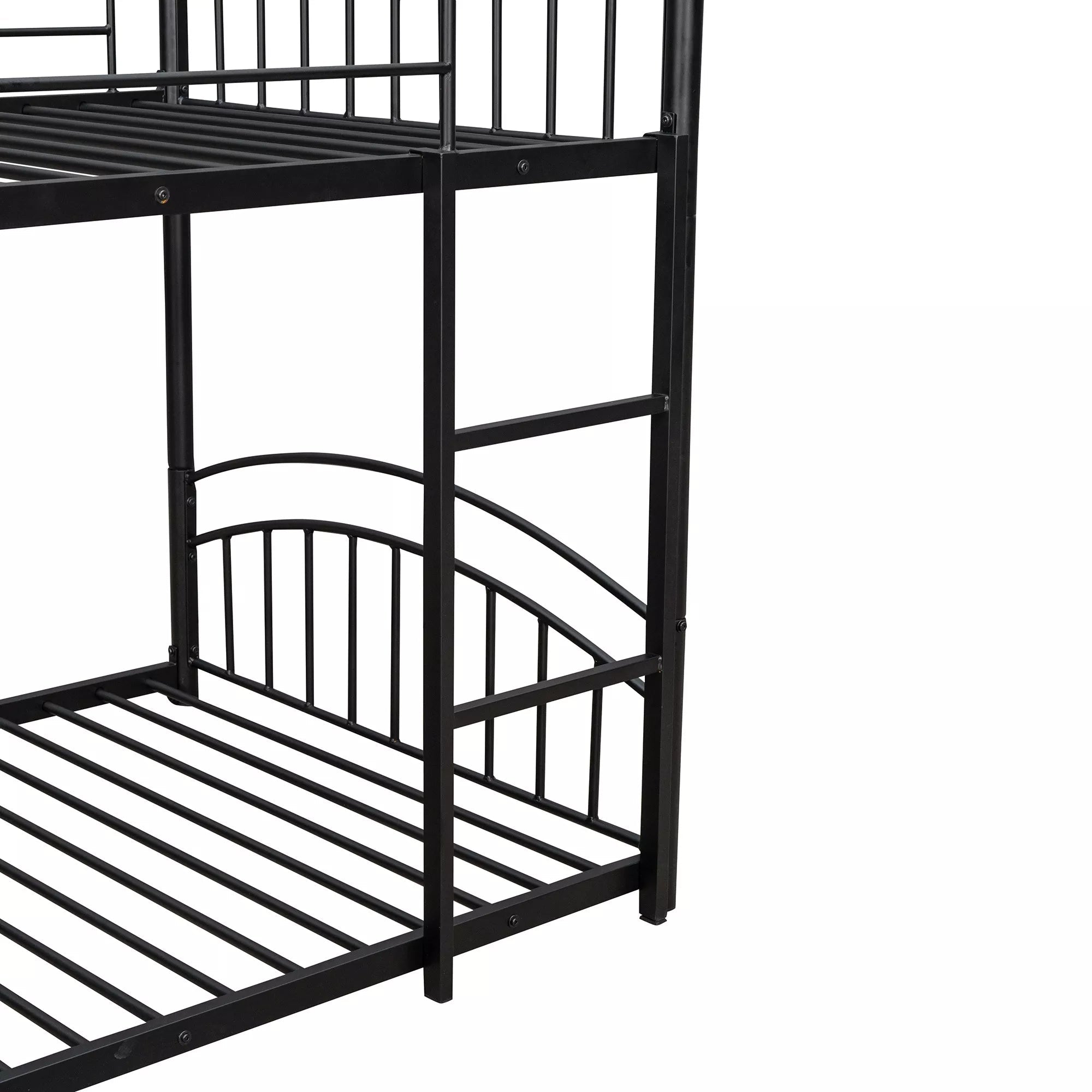 Bellemave® Metal Twin over Twin House Bunk Bed with Slide & Built-in Ladder for Kids - Bellemave