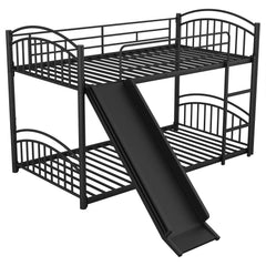 Bellemave® Metal Twin over Twin House Bunk Bed with Slide & Built-in Ladder for Kids - Bellemave
