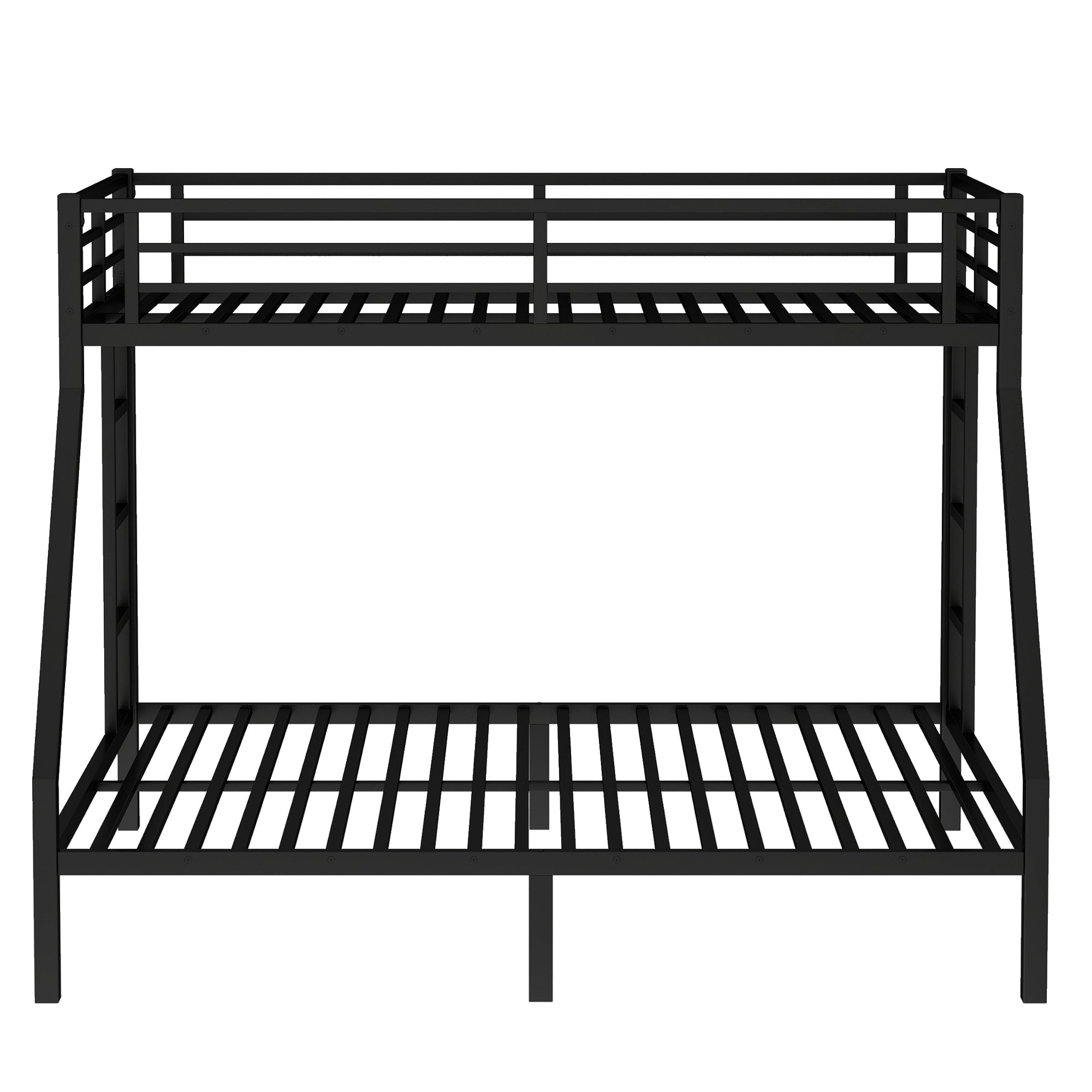 Bellemave Metal Twin XL Over Queen Bunk Bed for Adults/Kids,Heavy Duty Adults Bunk Beds with Guardrail & Ladders,Twin XL Over Queen Size Bunk Beds for Teens,Black - Bellemave