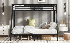 Bellemave Metal Twin XL Over Queen Bunk Bed for Adults/Kids,Heavy Duty Adults Bunk Beds with Guardrail & Ladders,Twin XL Over Queen Size Bunk Beds for Teens,Black - Bellemave