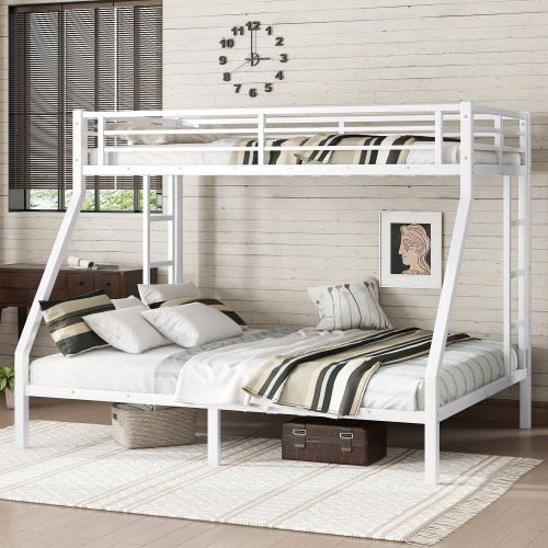 Bellemave Metal Twin XL Over Queen Bunk Bed for Adults/Kids,Heavy Duty Adults Bunk Beds with Guardrail & Ladders,Twin XL Over Queen Size Bunk Beds for Teens,Black - Bellemave