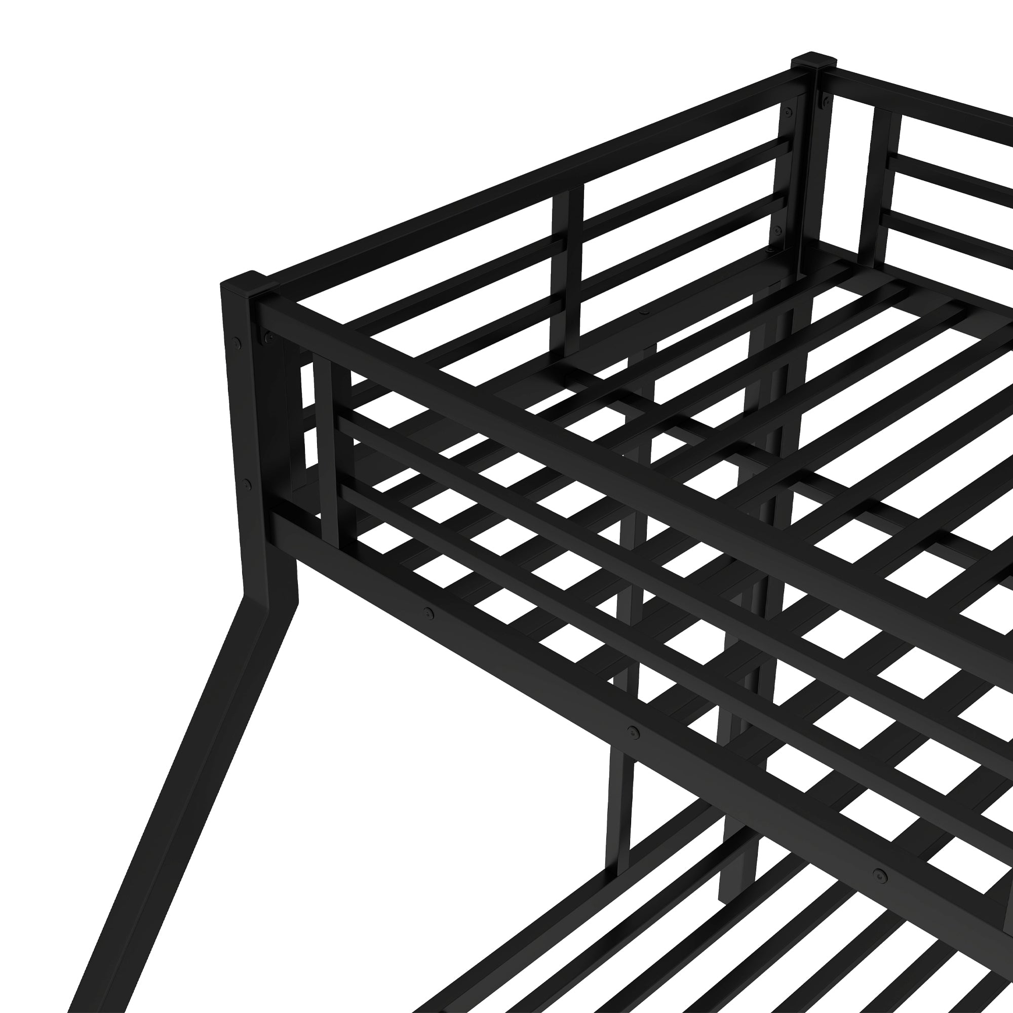 Bellemave Metal Twin XL Over Queen Bunk Bed for Adults/Kids,Heavy Duty Adults Bunk Beds with Guardrail & Ladders,Twin XL Over Queen Size Bunk Beds for Teens,Black - Bellemave