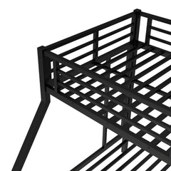 Bellemave Metal Twin XL Over Queen Bunk Bed for Adults/Kids,Heavy Duty Adults Bunk Beds with Guardrail & Ladders,Twin XL Over Queen Size Bunk Beds for Teens,Black - Bellemave