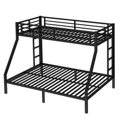 Bellemave Metal Twin XL Over Queen Bunk Bed for Adults/Kids,Heavy Duty Adults Bunk Beds with Guardrail & Ladders,Twin XL Over Queen Size Bunk Beds for Teens,Black - Bellemave