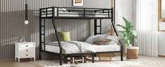 Bellemave Metal Twin XL Over Queen Bunk Bed for Adults/Kids,Heavy Duty Adults Bunk Beds with Guardrail & Ladders,Twin XL Over Queen Size Bunk Beds for Teens,Black - Bellemave