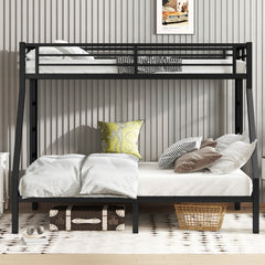Bellemave Metal Twin XL Over Queen Bunk Bed for Adults/Kids,Heavy Duty Adults Bunk Beds with Guardrail & Ladders,Twin XL Over Queen Size Bunk Beds for Teens,Black - Bellemave