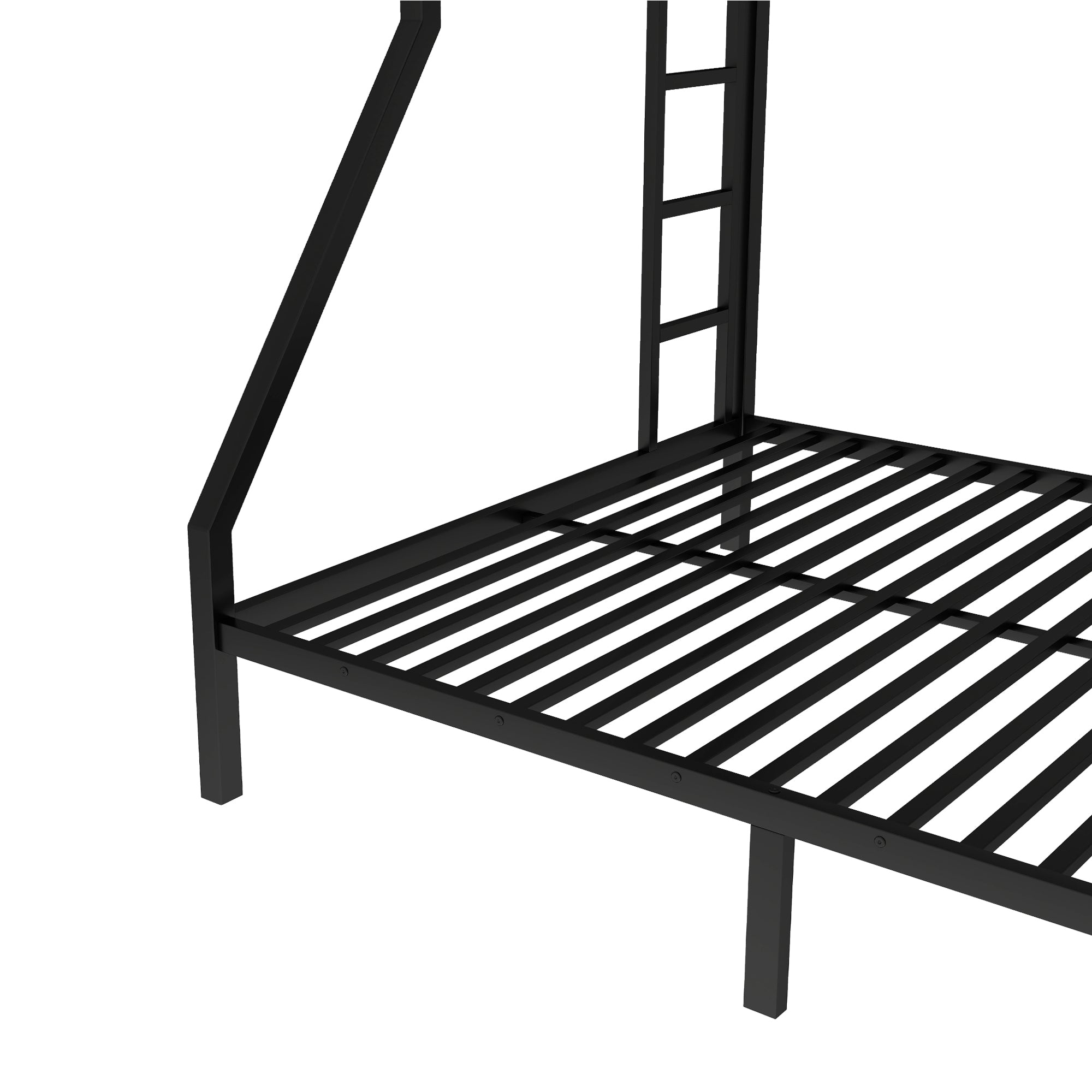 Bellemave Metal Twin XL Over Queen Bunk Bed for Adults/Kids,Heavy Duty Adults Bunk Beds with Guardrail & Ladders,Twin XL Over Queen Size Bunk Beds for Teens,Black - Bellemave